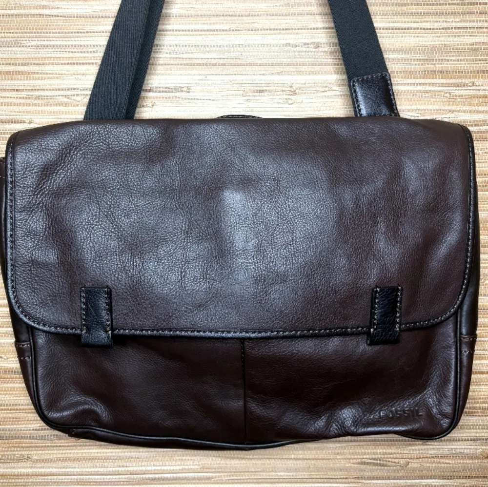 Fossil Brown Leather Briefcase Unisex
